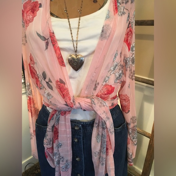 Ragdoll Rose Floral Pink Cardigan Size 3x - Picture 4 of 13